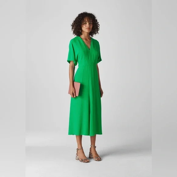 Whistles Zelena green midi dress 2 - Picture 1 of 13